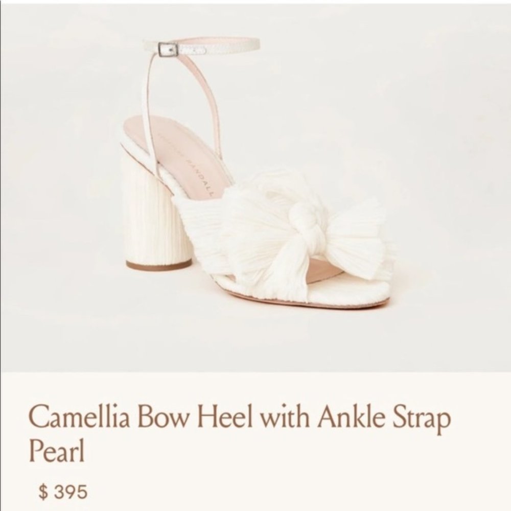 Camellia Pearl Pleated Bow Heel